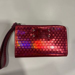 Kate spade metallic polka dot wristlet